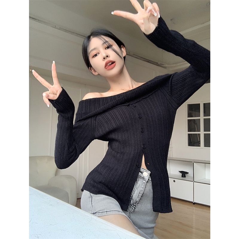 Áo sweater Dệt Kim Một Hàng Nút Mềm Mại Nhẹ Nhàng Và Lười glutinous