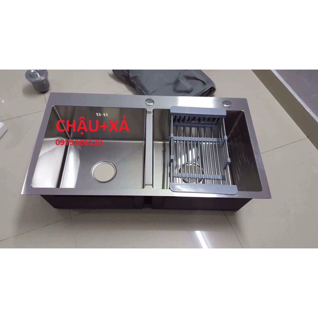 Combo Chậu Rửa Chén Bát INOX SUS 304 N6 7843 ĐÚC NA.GRAND và bộ xả chậu thoát nước XẢ TO 2 LỚP