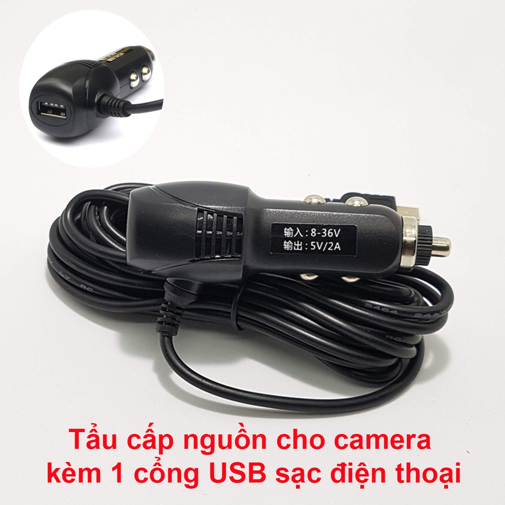 Tẩu cấp nguồn cho camera hàn trình, kèm 01 đầu USB sạc điện thoại | BigBuy360 - bigbuy360.vn