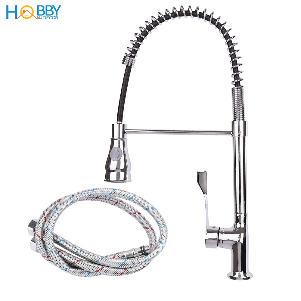 Bộ vòi rửa chén nóng lạnh HOBBY Home Decor RCD mạ chrome bóng ruột đồng cao cấp  - kèm 2 dây nóng lạnh 60cm