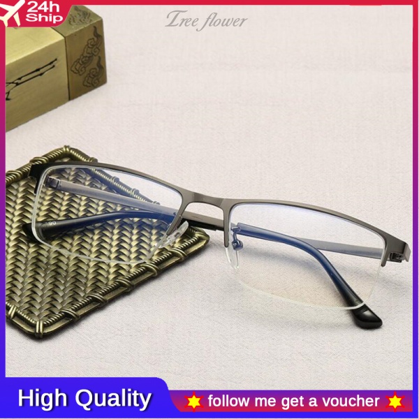 Kính Cận Gọng Nửa Chống Ánh Sáng Xanh Từ 1.0 -1.5 -2.0 -2.5 Đến -4.0 Thời Trang Cao Cấp Cho Nam