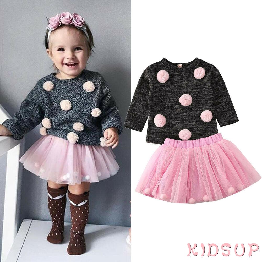 Bộ Đồ Gồm 2 Món Áo Sweater + Chân Váy Tutu Cho Bé Gái