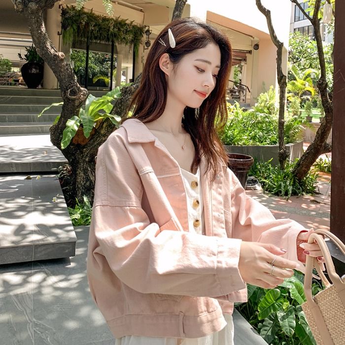 Áo Khoác Denim Dáng Rộng Phong Cách Hàn Quốc Cá Tính Cho Nữ