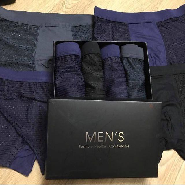 HCM - 4MEN'S -Hộp quà tặng 4 quần sịp Nam thông hơi, quần đùi vải cotton - Hàng Xuất Nhật