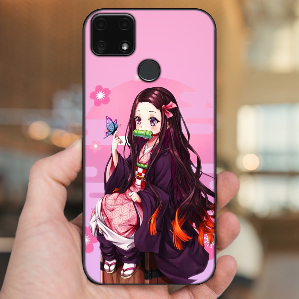Ốp lưng Realme C25 viền đen in hình Nezuko Kimetsu no Yaiba