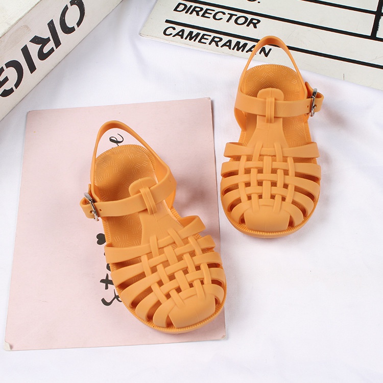 SANITKUN Giày sandal khoét lỗ màu trơn thời trang mùa hè xinh xắn dành cho bé trai và bé gái