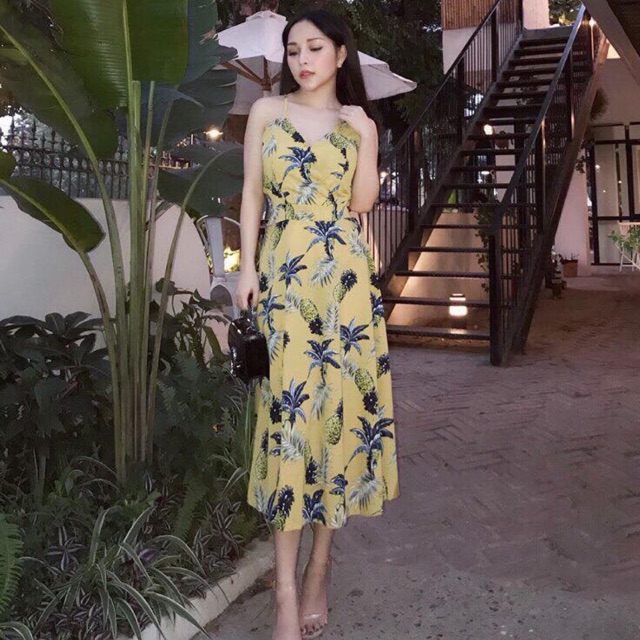 Đầm maxi dây trái cây