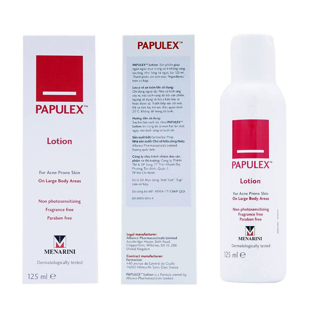 [TEM CTY] PAPULEX Lotion On Large Body Areas 125 mL - Sữa Dưỡng Da, Ngăn Ngừa & Giảm Mụn Cho Cơ Thể.