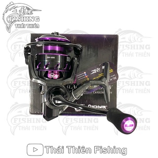 Máy câu lure đứng pioneer black widow 3000, 4000 thân carbon tay quay kim loại vặn ren mẫu mới 2022
