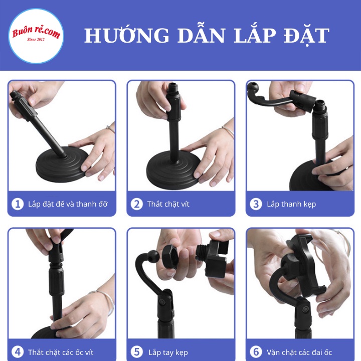 Gíá đỡ điện thoai để bàn chắc chắn, chống rung, xoay 360 độ, Kẹp điện thoại xem phim chụp ảnh tiện lợi - 01643