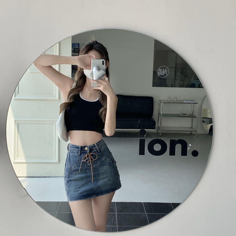 Chân Váy Denim Lưng Cao Thiết Kế Cột Dây Hợp Thời Trang