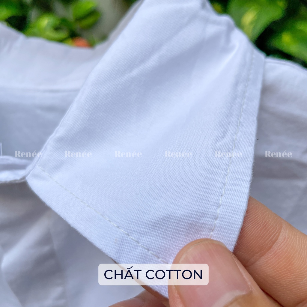 Áo sơ mi nữ form rộng Renee tay dài chất cotton màu trắng nhiều mẫu mặc đi học đi làm - SM01