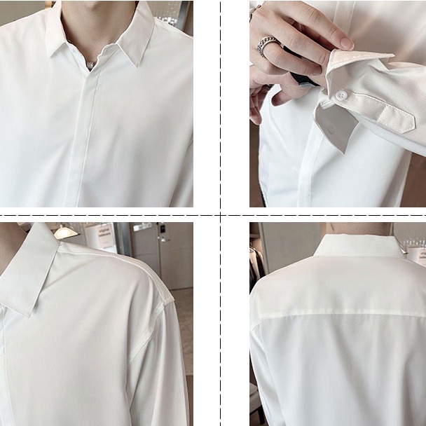 Áo Sơ Mi Polo Tay Dài Màu Trơn Thời Trang Hàn Quốc Màu Trơn Cho Nam