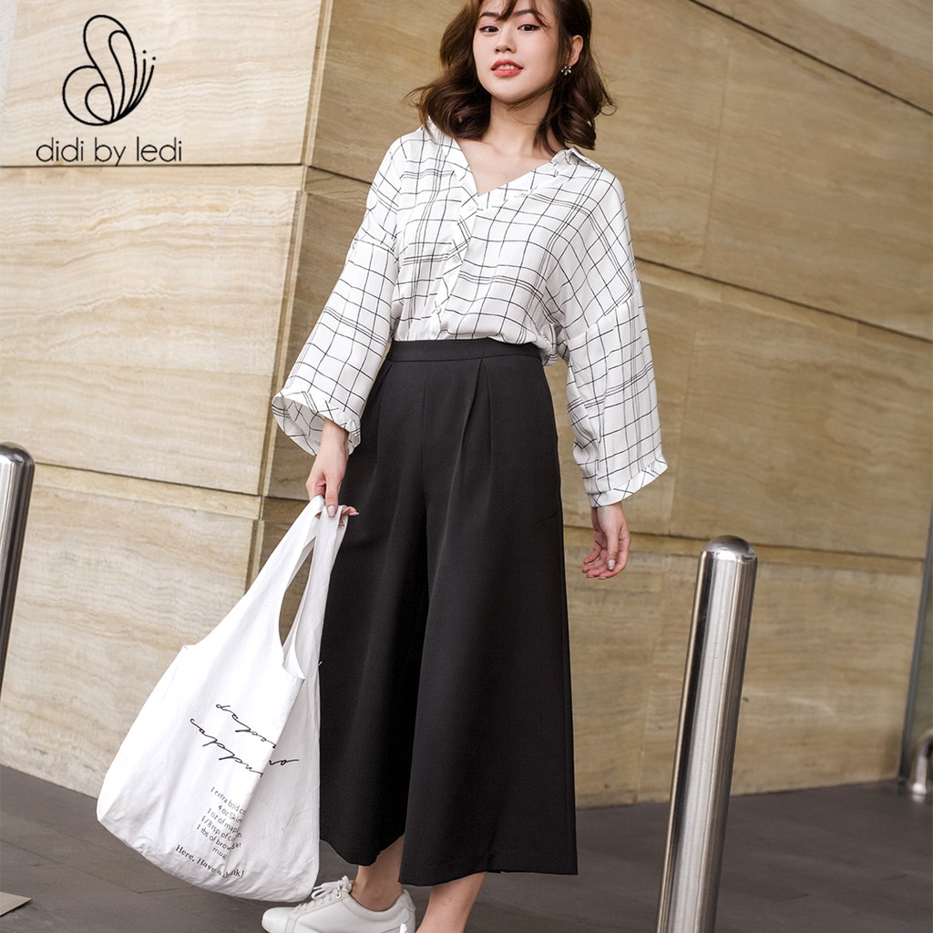 Quần Cullotes ống rộng, quần tây Đen nữ ly trước  DIDI BY LEDI vải Visco cao cấp cạp cao  - QK039 | BigBuy360 - bigbuy360.vn