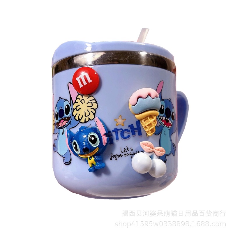Cốc Uống Nước Bằng Thép Không Gỉ 304 Họa Tiết Hoạt Hình Hello Kitty Doremon Melody NS3