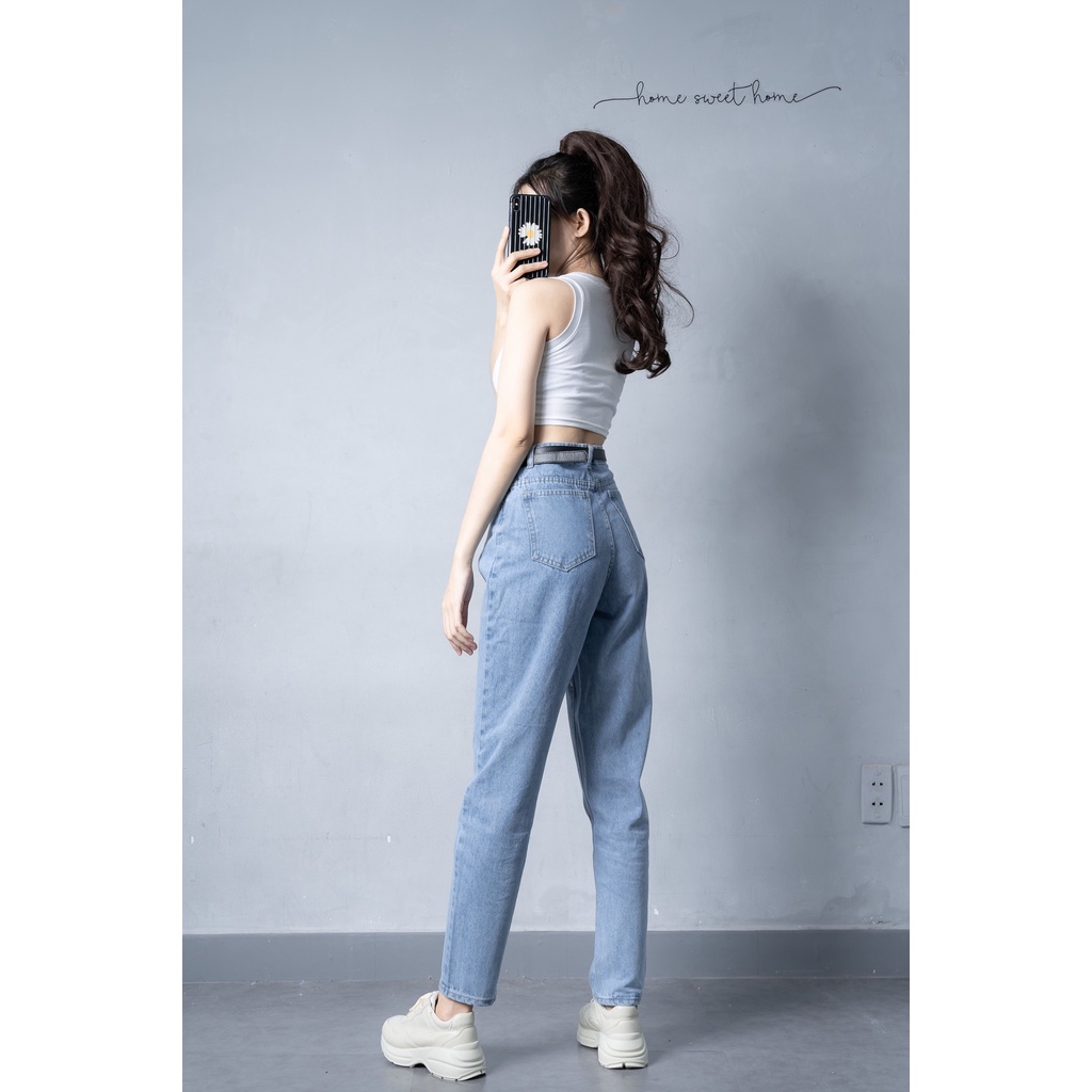 Quần Baggy Jean Nữ Lưng Cao Túi Kiểu ULZZANG Hàn Quốc Ảnh Tự Chụp | BigBuy360 - bigbuy360.vn