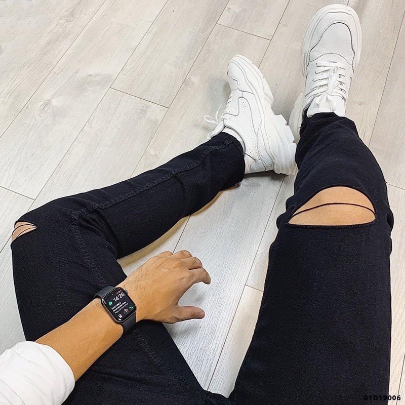 Quần Jean Nam Rách Gối Đơn Giản Năng Động