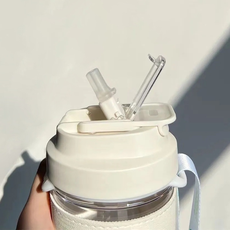Bình Nước Thủy Tinh Dung Tích Lớn 400/500ML Họa Tiết Hoa Tulip Dễ Thương
