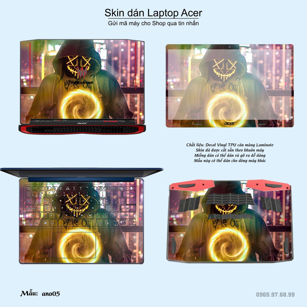 Skin dán Laptop Acer in hình Anonymous (inbox mã máy cho Shop)