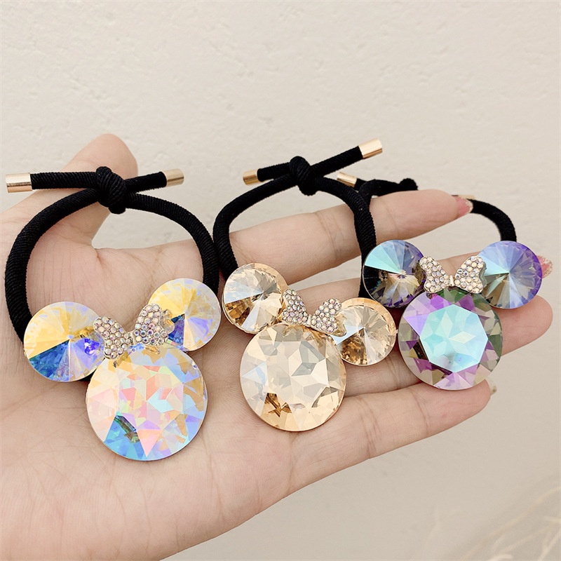 Dây Thun Cột Tóc Đính Đá Pha Lê Hình Chuột Mickey Dễ Thương