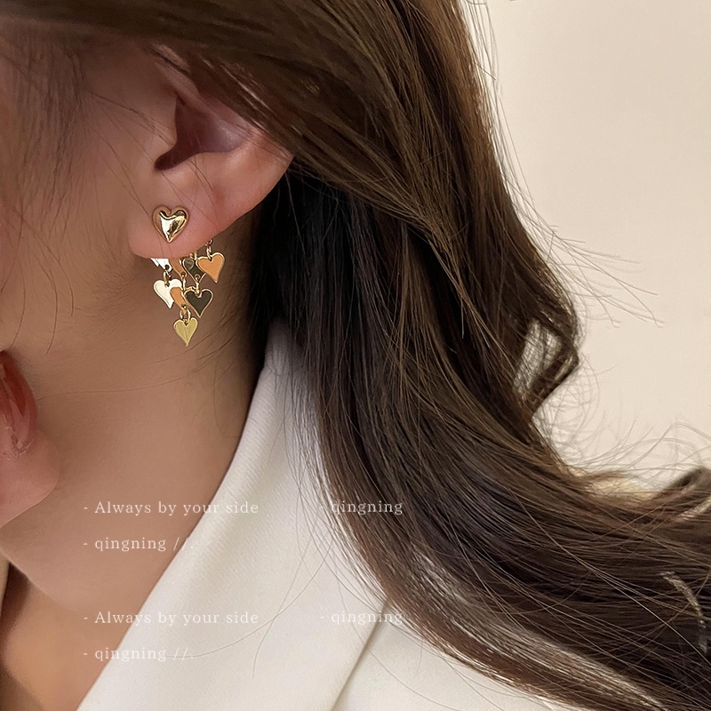 DREJEW Bông Tai Mạ Vàng 925 Hình Trái Tim Phong Cách Hàn Quốc Ngọt Ngào Thời Trang Mùa Hè Mới Cho Nữ