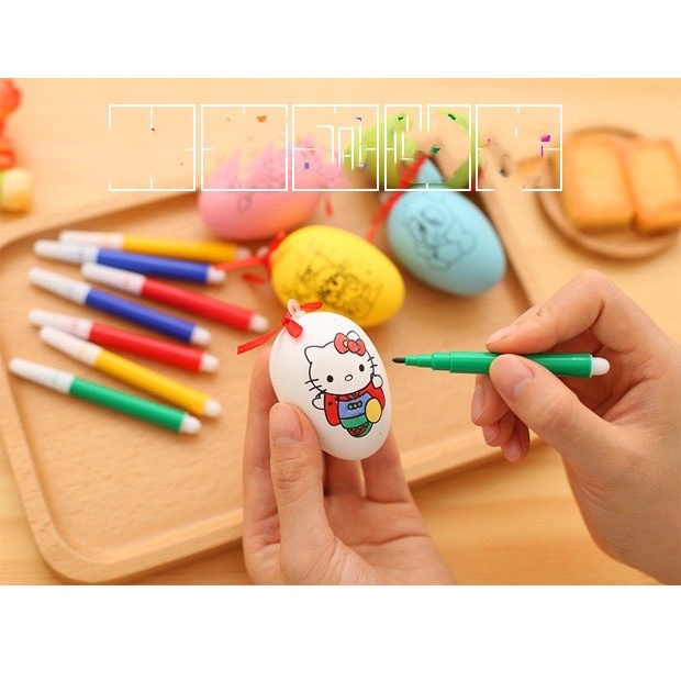 Quả Trứng tô màu 2 mặt tặng kèm 4 bút lông cho bé thoả sức sáng tạo, sản phẩm giao hàng toàn quốc