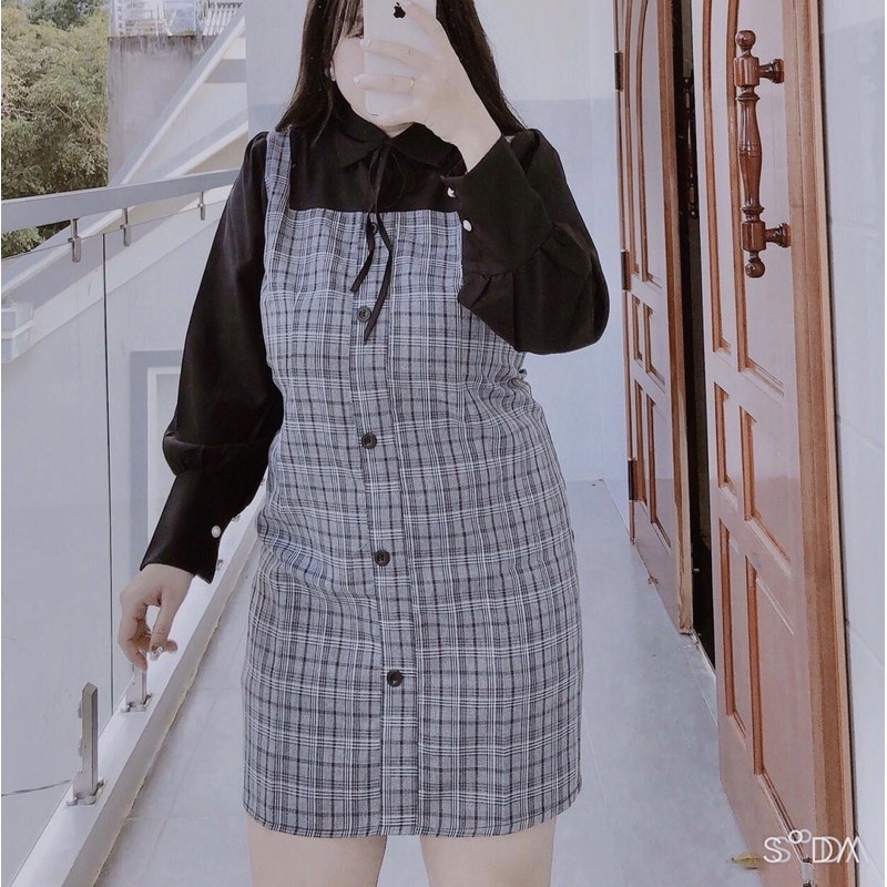 đầm caro yếm bigsize