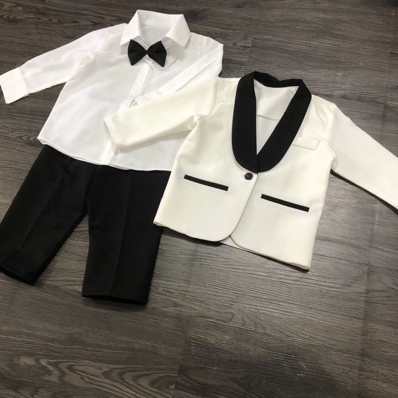 Sét Vest Viền Đen Siêu Ngầu Cho Bé Trai