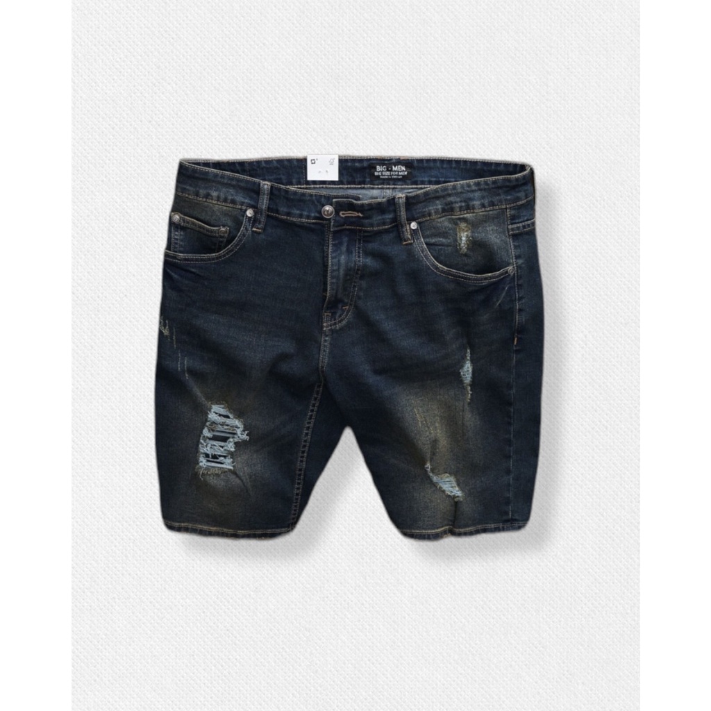 Quần short jean nam bigsize 80kg -130kg - xanh đậm rách, rách chấm