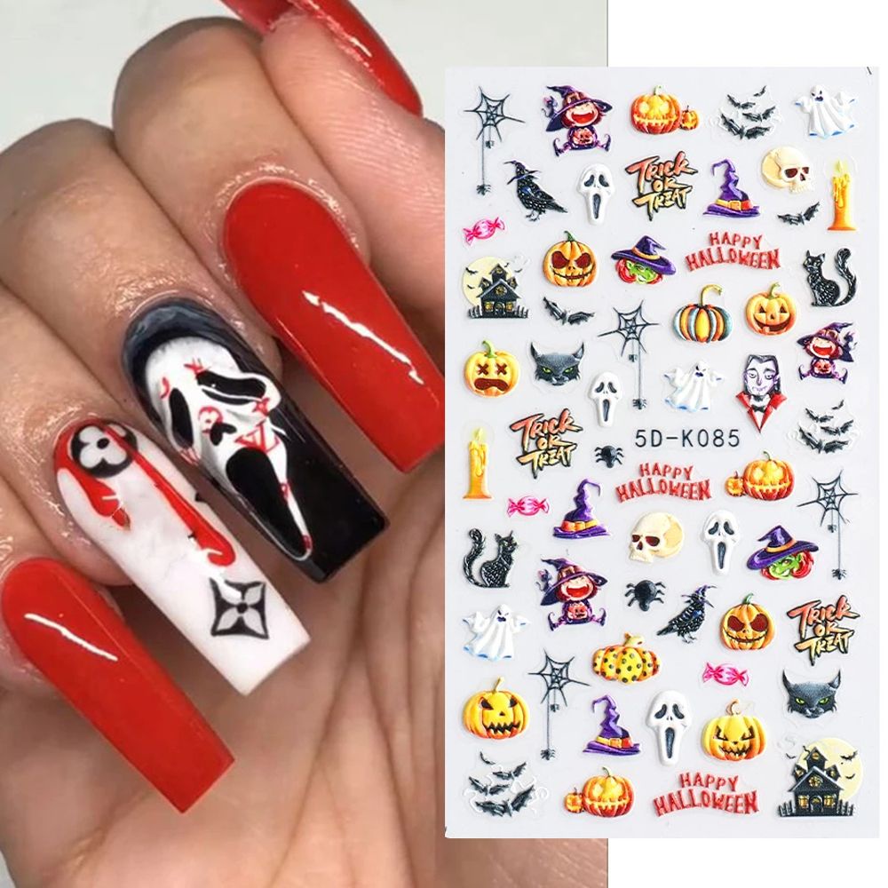 [Hàng mới về] Nhãn dán trang trí móng tay hình đầu lâu / hoa 3D DIY cho nữ