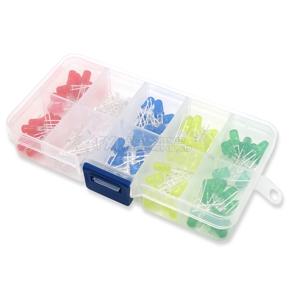 Bộ 100 Đèn LED Đi Ốt 5MM Nhiều Màu Sắc Kèm Hộp Đựng