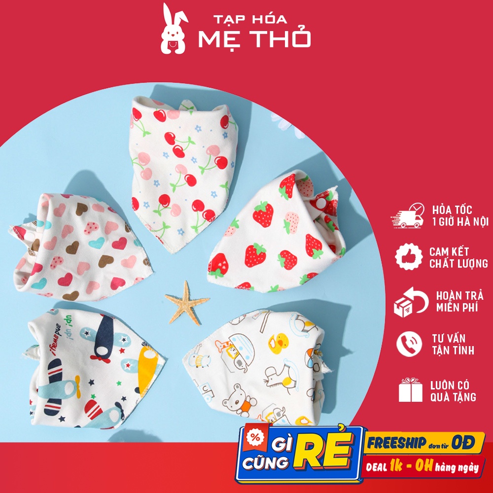 Khăn yếm tam giác cúc bấm quàng cổ cho bé chất liệu cotton mềm mại