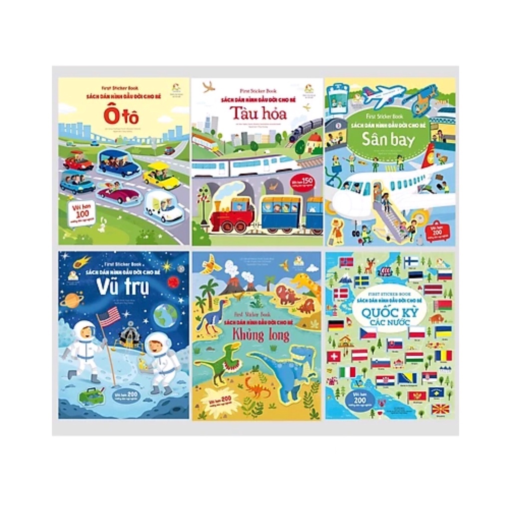 Sách - Combo 6 cuốn - Sách dán hình đầu đời cho bé