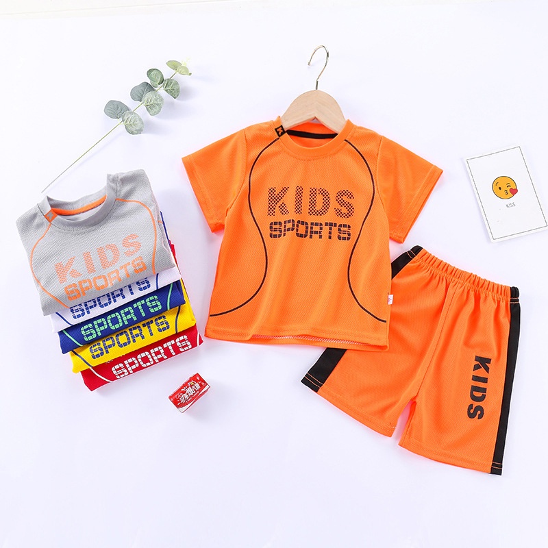 Set trang phục thể thao SANTIKUN áo thun tay ngắn và quần đùi thoáng khí nhanh khô dành cho trẻ em