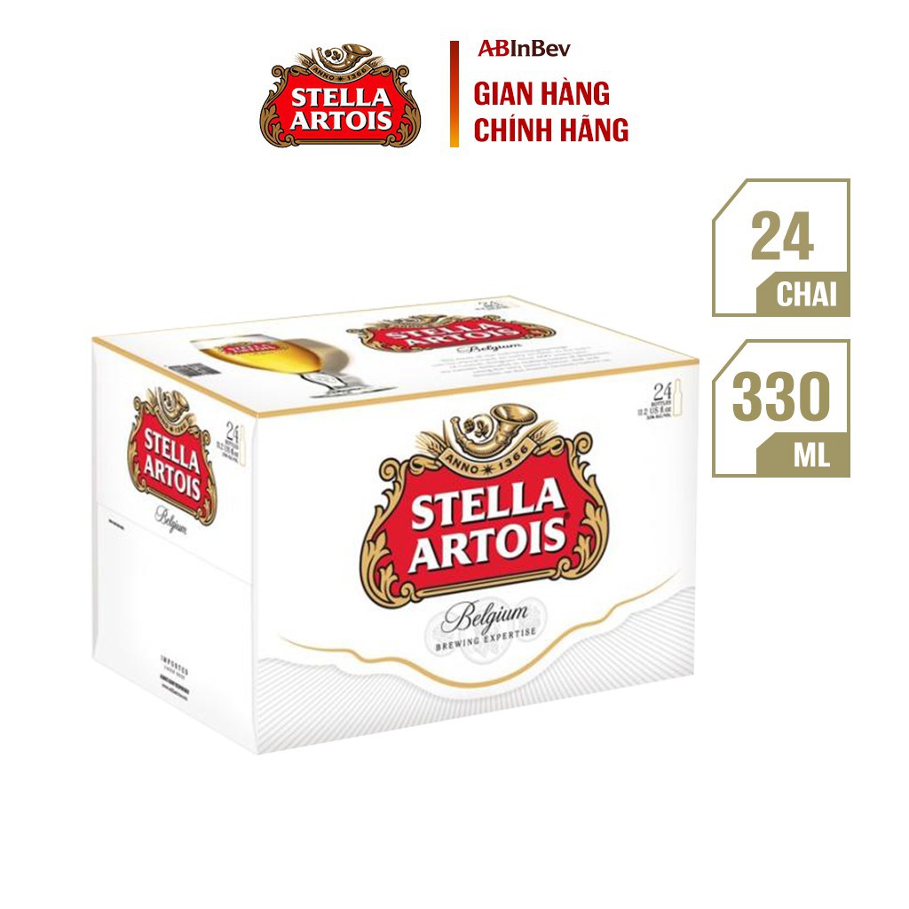 Thùng 24 Chai Stella Artois - Bia Nhập Khẩu (330 ml/ chai)