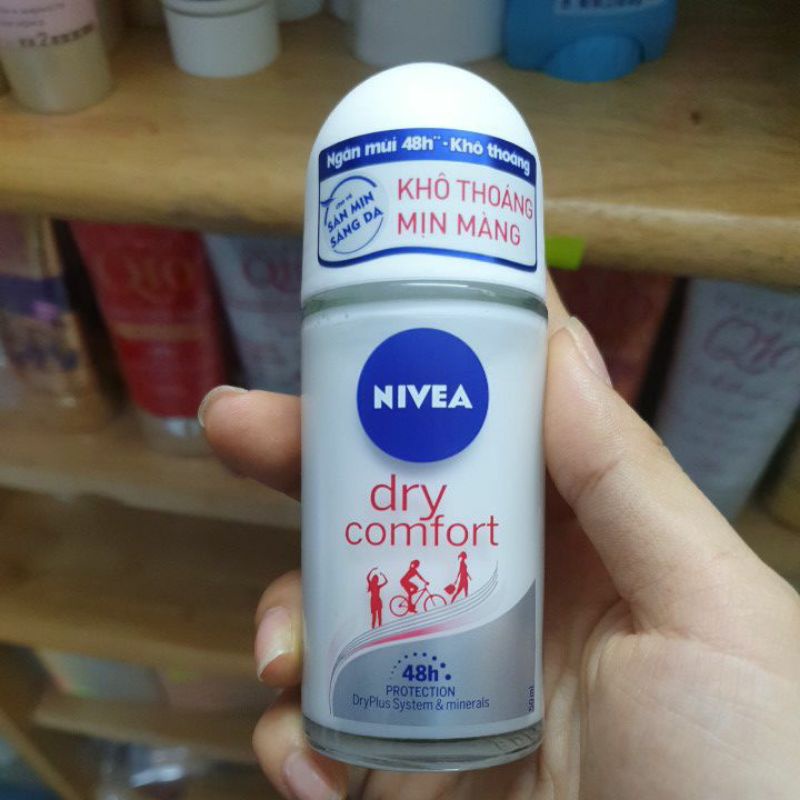 Lăn ngăn mùi khô thoáng Nivea trắng mịn tự nhiên lưu hương suốt 48h 25ml 50ml