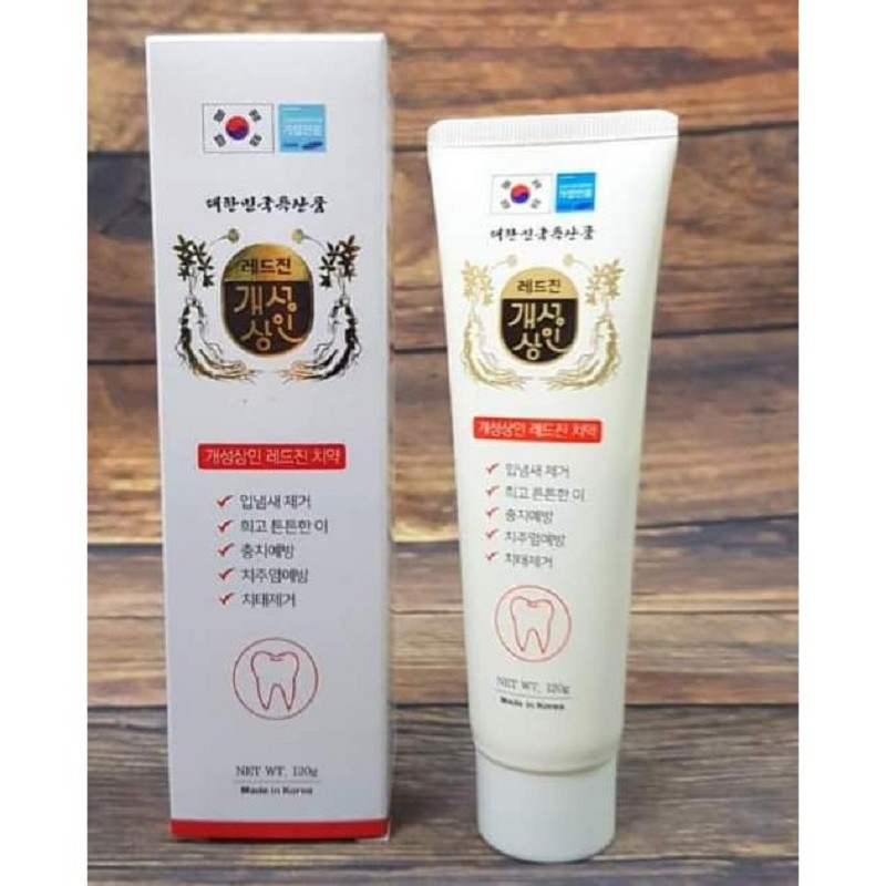 [ Giá Sỉ ] Kem Đánh Răng Hồng Sâm Hàn Quốc, Tuýp Màu Trắng 120g, Giúp Răng Luôn Chắc Khỏe Trắng Sáng