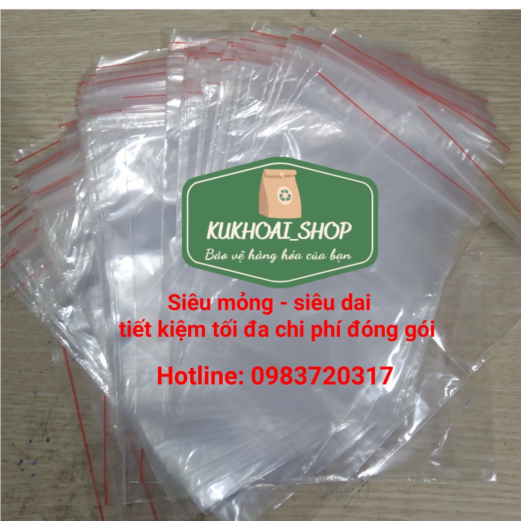 COMBO 100 Túi Zip Số 7 KT 14x20 Siêu Mỏng Và Dai Để Đóng Gói Hàng