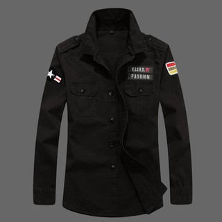 [SƠ MI LỤC QUÂN] MÀU ĐEN DÀI TAY SOÁI CA HÀN QUỐC