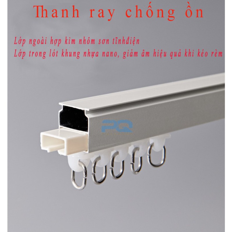 Thanh ray treo rèm cửa âm trần chống ồn cao cấp TRR