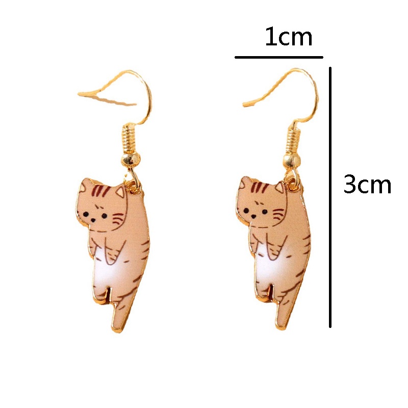 1 Đôi Khuyên Tai Kim Loại Hình Mèo Hoạt Hình Dễ Thương