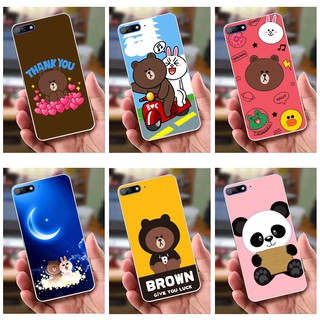 Ốp lưng Huawei Y7 Pro (2018) (dẻo viền trắng trong) - Hinh Gấu Brown, Panda Cực Dễ Thương