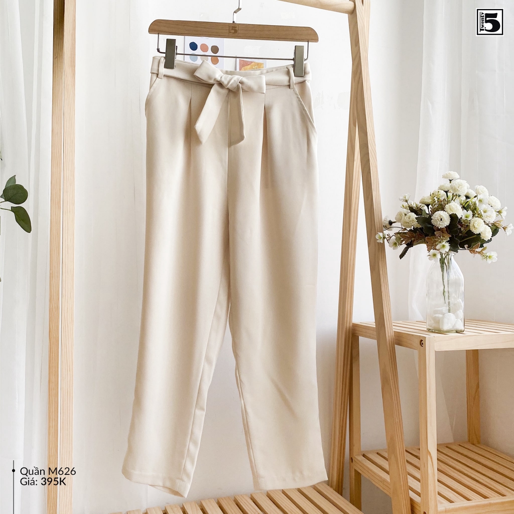 Quần baggy nữ dáng lửng dây buộc eo Twentyfive M626