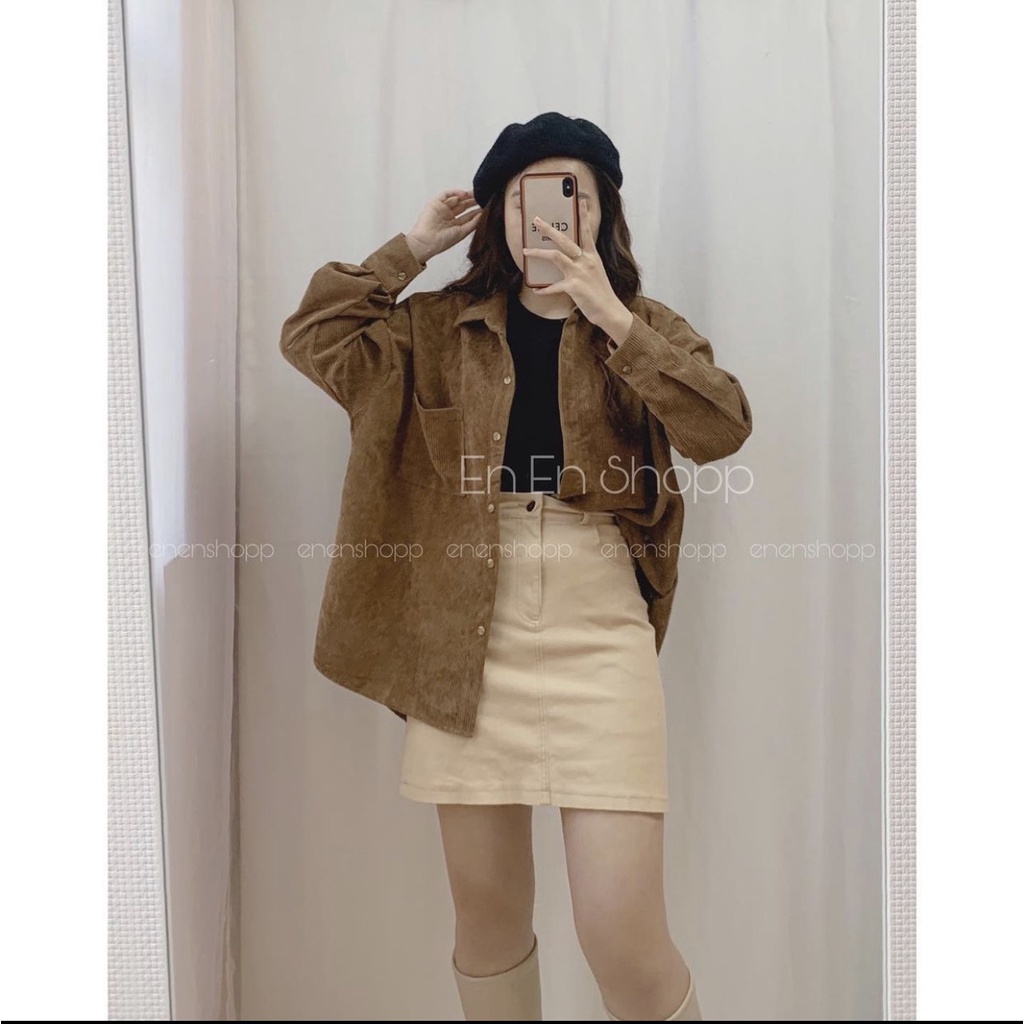 Áo khoác sơ mi nhung tăm - hàng Quảng Châu