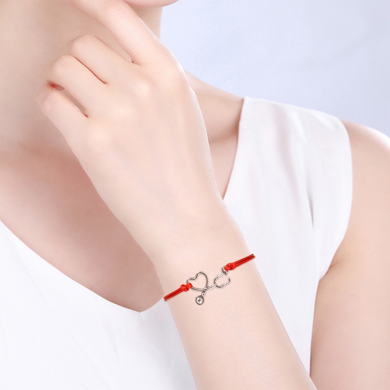 Flgo Vòng Tay Dây Bện Mặt Ống Nghe Nhịp Tim Khắc Chữ Best Friend Thời Trang Cho Nam Và Nữ