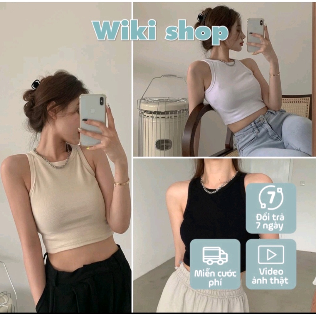 Áo balo nữ basic croptop áo hai dây ba lỗ thun tăm 3 màu dáng croptop nữ