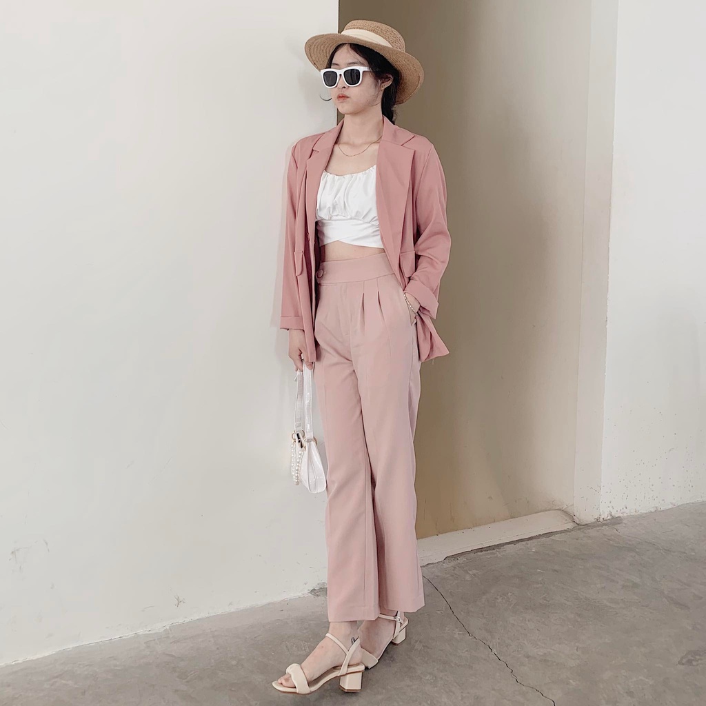 25 STUDIO Quần tây ống suông cạp cao đai lưng bản to Herzi Pants