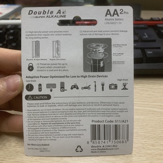 Vỉ 2 viên pin AA Double A Super Alkaline