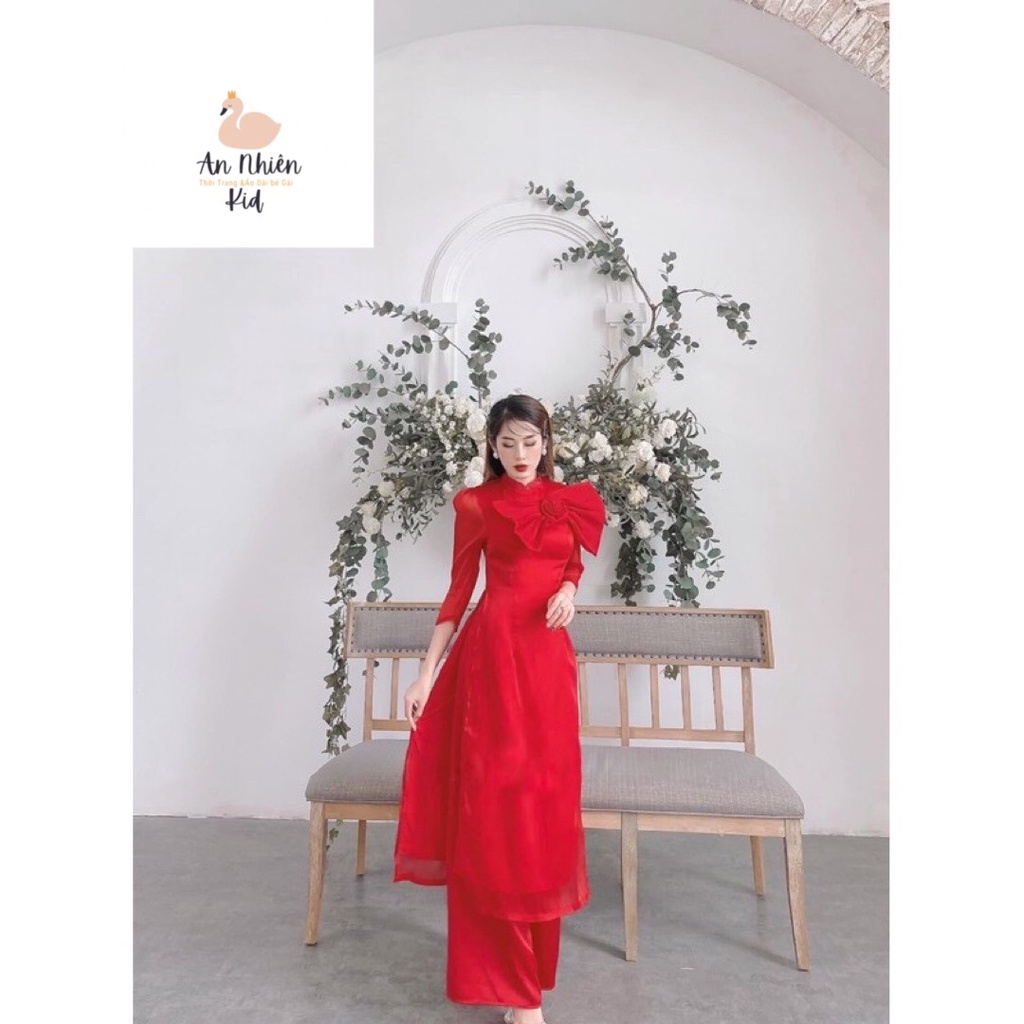 Áo dài tơ gân cao cấp thiết kế mới