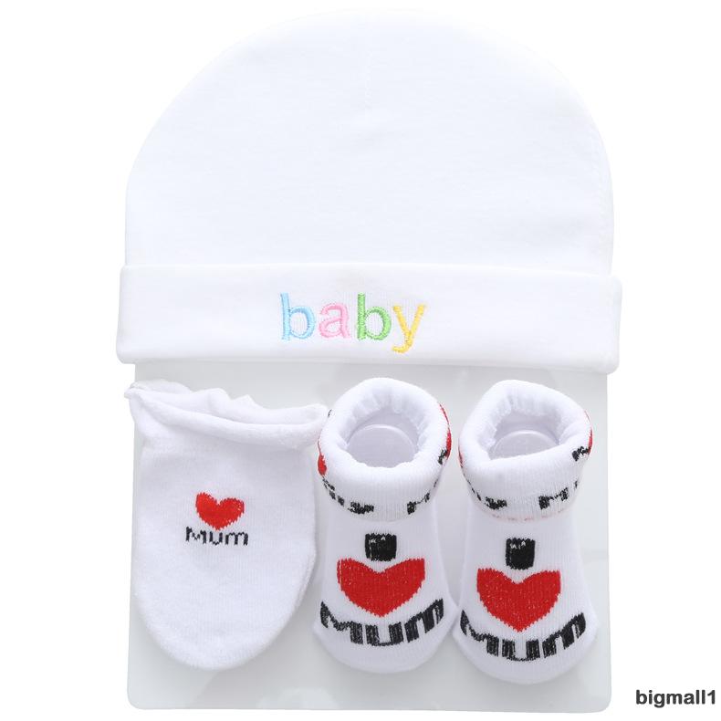 Set Mũ + Găng Tay + Tất Chân Cotton Cho Trẻ Sơ Sinh